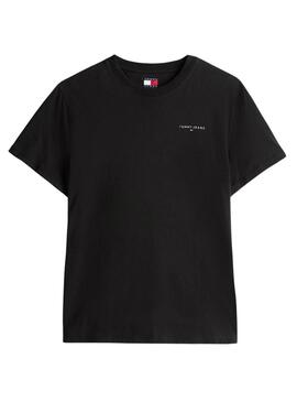 T-shirt Tommy Jeans Linear Chest noir pour homme.