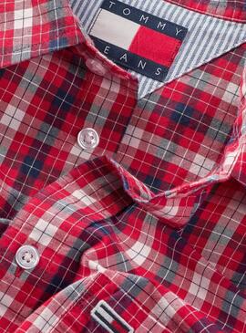 Chemise Tommy Jeans Poplin Check rouge pour homme