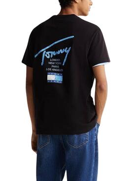 T-shirt Tommy jeans Sign City noir pour homme