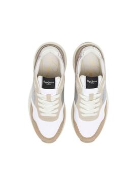 Chaussures Pepe Jeans Kimi Glam blanc et argent pour femme