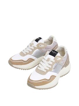Chaussures Pepe Jeans Kimi Glam blanc et argent pour femme