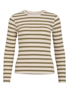 T-shirt Vila Viamelie vert et beige pour femme