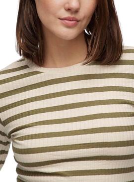 T-shirt Vila Viamelie vert et beige pour femme