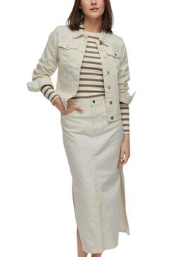 Veste en jean Vila Vinus blanche pour femme