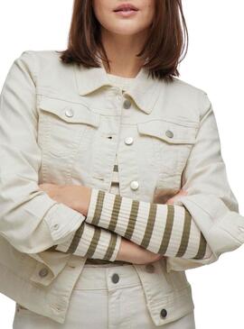 Veste en jean Vila Vinus blanche pour femme