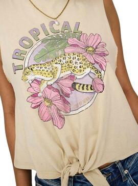 T-shirt Only Lucy Knot Eagle Beige Pour Femme