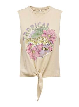 T-shirt Only Lucy Knot Eagle Beige Pour Femme