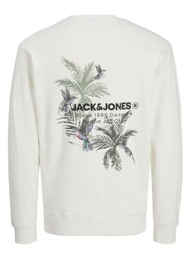 Sweat à capuche Jack and Jones Hawaii beige pour homme