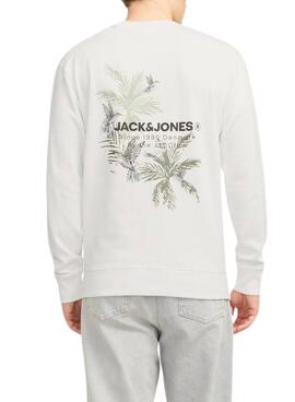 Sweat à capuche Jack and Jones Hawaii beige pour homme