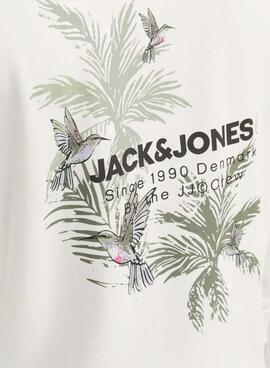 Sweat à capuche Jack and Jones Hawaii beige pour homme