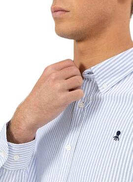 Chemise El Pulpo Oxford rayures blanches et bleues pour homme
