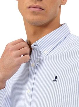 Chemise El Pulpo Oxford rayures blanches et bleues pour homme