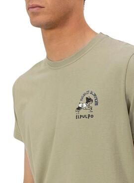T-shirt El Pulpo Daily Routine verte pour homme.