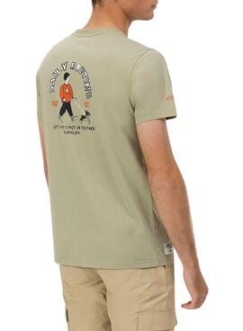 T-shirt El Pulpo Daily Routine verte pour homme.