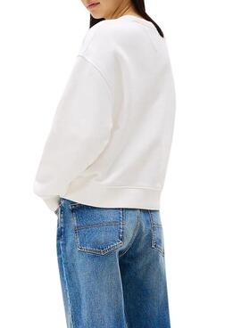 Sweatshirt Tommy Jeans Badge blanc pour femme