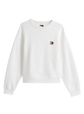 Sweatshirt Tommy Jeans Badge blanc pour femme