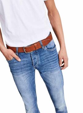 Ceinture Jack and Jones Paul marron pour homme