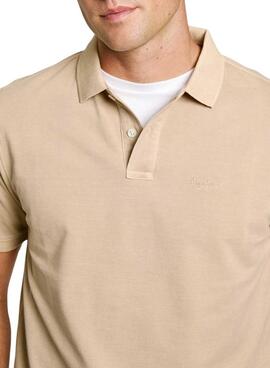 Polo Pepe Jeans New Oliver beige pour homme