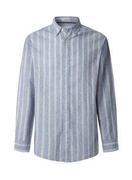 Chemise Pepe Jeans Artor en lin à rayures bleues pour homme