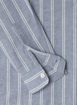 Chemise Pepe Jeans Artor en lin à rayures bleues pour homme