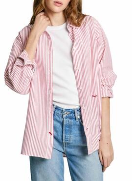 Chemise Pepe Jeans Clem rouge et blanc pour femme