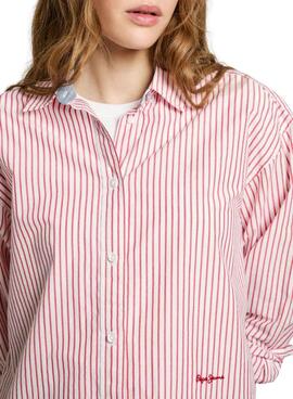 Chemise Pepe Jeans Clem rouge et blanc pour femme