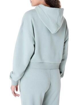 Sweat à capuche New Era Script bleu turquoise pour femme
