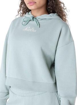 Sweat à capuche New Era Script bleu turquoise pour femme