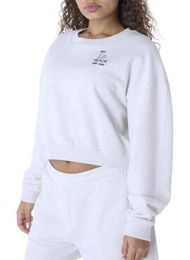 Sweat à capuche New Era Athletics gris pour femme