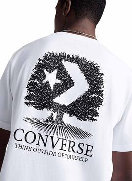 T-shirt Converse Outside blanc pour homme