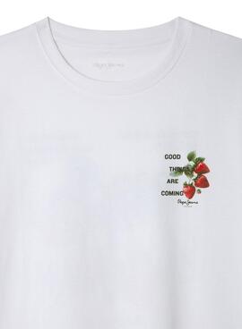 T-shirt Pepe Jeans Sandre blanc pour fille