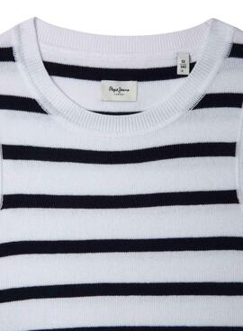 Top Pepe Jeans Iris bleu et blanc pour fille