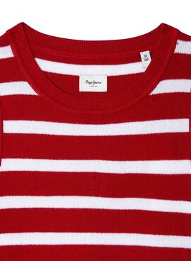 Top Pepe Jeans Iris rouge et blanc pour fille