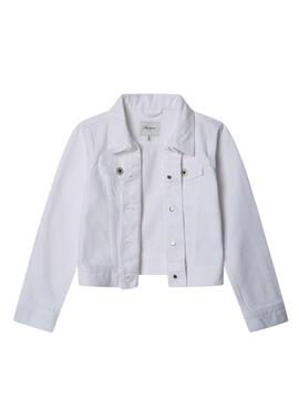Veste en jean blanc Pepe Jeans pour fille