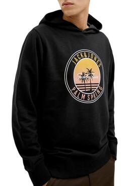 Sweat à capuche Jack and Jones Palm noir pour homme