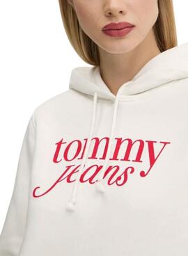 Sweat à capuche Tommy Jeans Ess Logo blanc pour femme