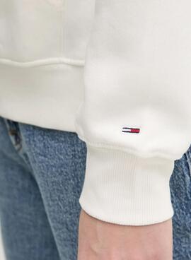 Sweat à capuche Tommy Jeans Ess Logo blanc pour femme