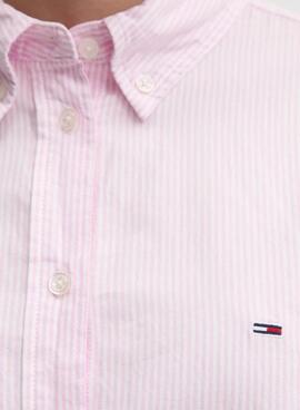 Chemise Tommy Jeans à rayures Oxford rose pour femme