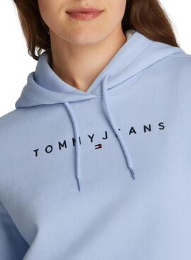 Sweat à capuche Tommy Jeans Linear Hoodie bleu pour femme