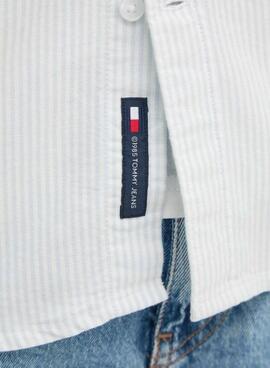 Chemise Tommy Jeans à rayures Oxford blanche pour homme