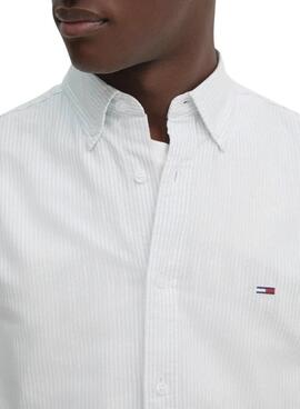 Chemise Tommy Jeans à rayures Oxford blanche pour homme