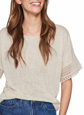 T-shirt Vila Vinulan beige pour femme