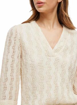 Blouse Vila Vilumena beige pour femme