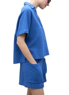 Chemise Ecoalf Denis bleue pour femme