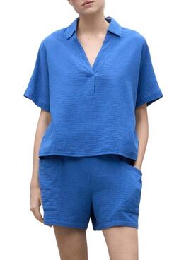 Chemise Ecoalf Denis bleue pour femme