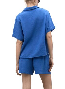 Chemise Ecoalf Denis bleue pour femme