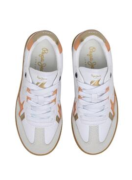 Chaussures Pepe Jeans Ball retro blanches pour fille