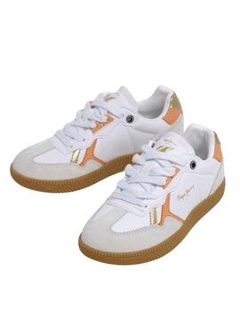 Chaussures Pepe Jeans Ball retro blanches pour fille