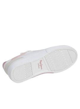 Chaussures Pepe Jeans Kenton blanc et rose pour fille