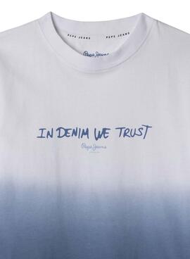 T-shirt Pepe Jeans Carter blanc et bleu pour garçon